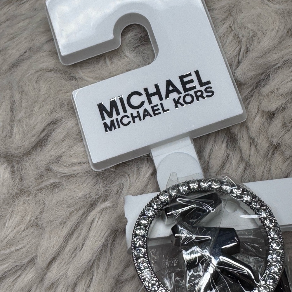 Michael Kors Black Belt with Silver and crystal Logo Buckle X1 - Picture 4 of 12